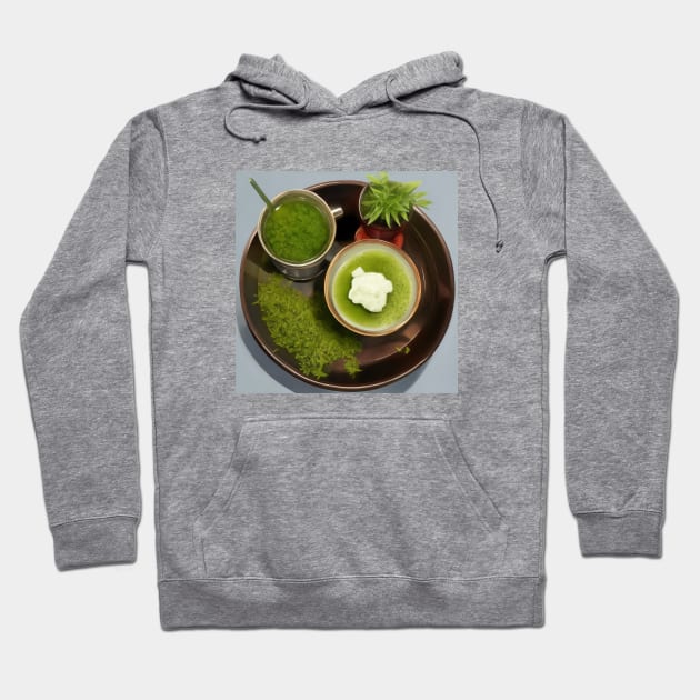 Matcha Green Tea Herbs Japanese Hoodie by Flowering Away